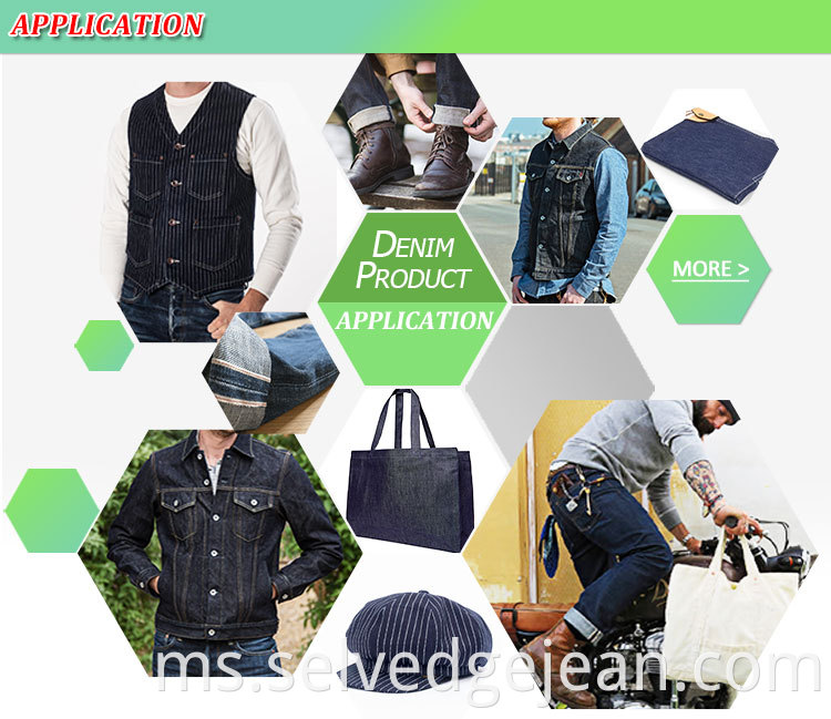 Sampel Percuma Premium Jean Fabric Roll Jepun Selvedge 100% Kapas Organik Indigo Denim Fabric Jeans Bahan mentah Stocklot